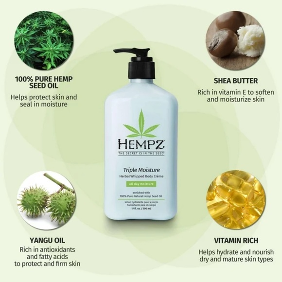 Hempz Triple Moisture Herbal Whipped Body Lotion 17 oz, This body cream hydrates - Picture 4 of 5